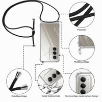 Husă Pnakqil pentru Xiaomi Redmi 15 5G cu șnur, husă de protecție transparentă din silicon moale cu șnur, bumper anti-cădere, 6,9 inchi, negru 5