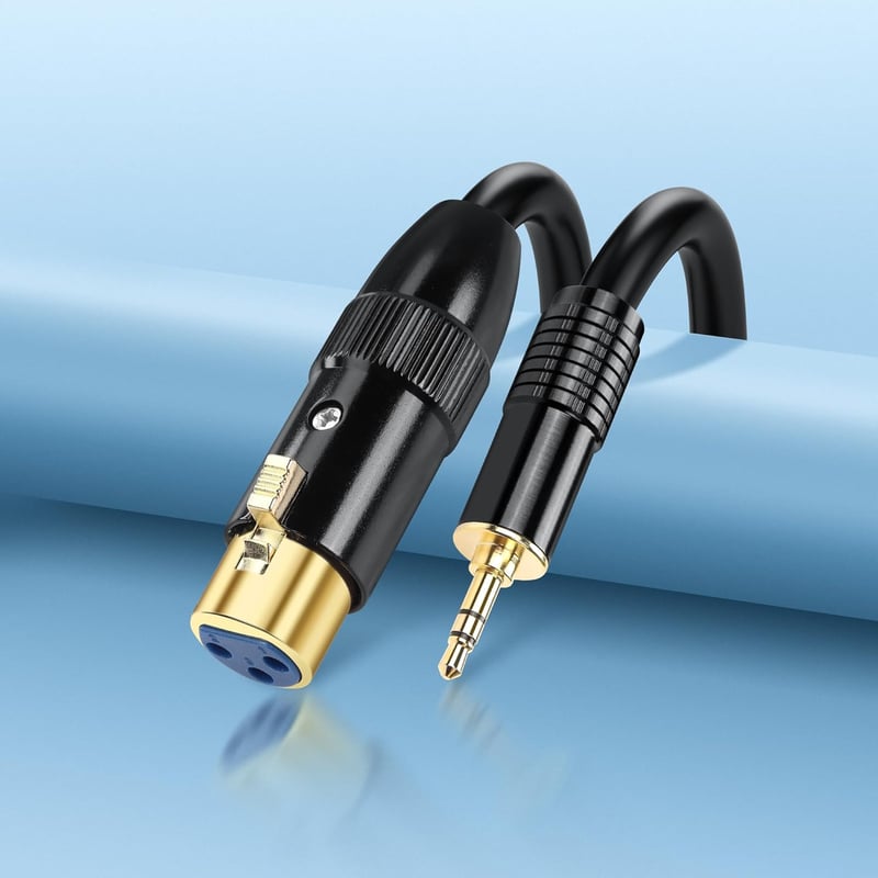 PNGKNYOCN 0,5m Aranyozott 3,5mm TRS Mini Jack - XLR Női Mikrofon Kábel Kétszeres Árnyékolással Kamerához, Telefonhoz, Hangkeverőhöz