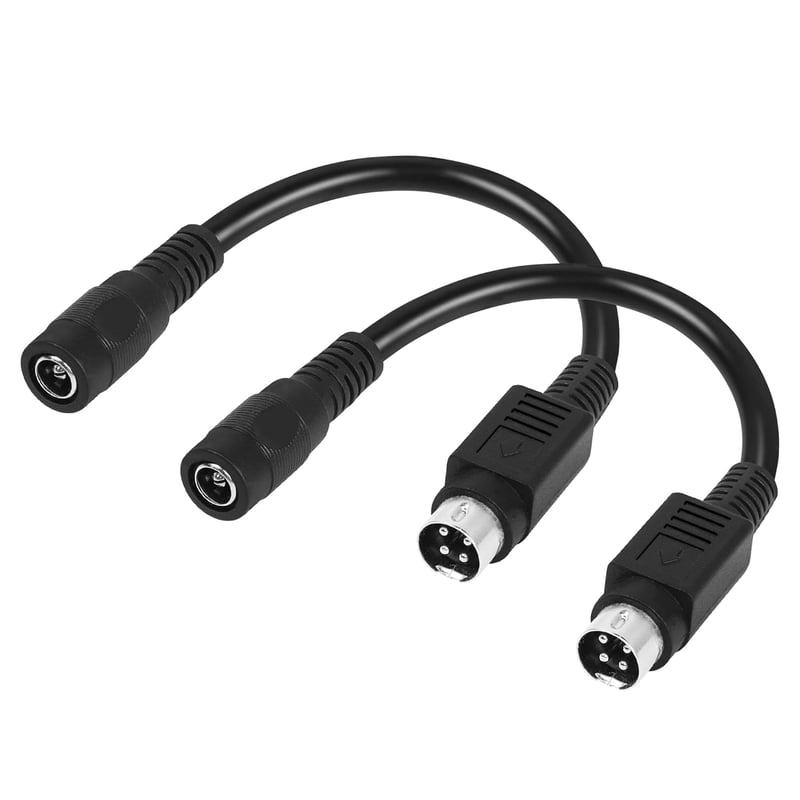 PNGKNYOCN 15cm-es 4 Pin DIN - 5.5x2.1mm DC Tápkábel CCTV Kamerarendszerekhez, 10A, 12V, Réz Vezeték, Fekete (2 db)
