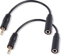 PNGKNYOCN 2.5 mm - 3.5 mm Mono Audio Adapter Kábel, 2 db-os Csomag, 16 cm Fekete - Okostelefonhoz, Fejhallgatóhoz, MP3 Lejátszóhoz 1