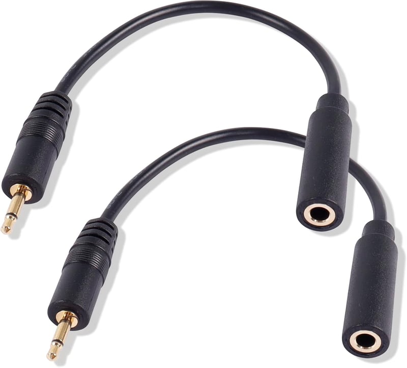 PNGKNYOCN 2.5 mm - 3.5 mm Mono Audio Adapter Kábel, 2 db-os Csomag, 16 cm Fekete - Okostelefonhoz, Fejhallgatóhoz, MP3 Lejátszóhoz