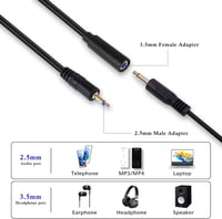 PNGKNYOCN 2.5 mm - 3.5 mm Mono Audio Adapter Kábel, 2 db-os Csomag, 16 cm Fekete - Okostelefonhoz, Fejhallgatóhoz, MP3 Lejátszóhoz 5