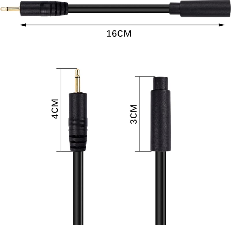 PNGKNYOCN 2.5 mm - 3.5 mm Mono Audio Adapter Kábel, 2 db-os Csomag, 16 cm Fekete - Okostelefonhoz, Fejhallgatóhoz, MP3 Lejátszóhoz