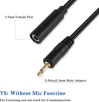 PNGKNYOCN 2.5 mm - 3.5 mm Mono Audio Adapter Kábel, 2 db-os Csomag, 16 cm Fekete - Okostelefonhoz, Fejhallgatóhoz, MP3 Lejátszóhoz 2
