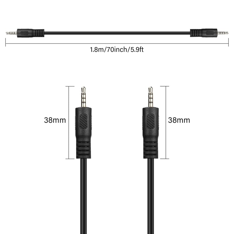 PNGKNYOCN 2.5 mm TRRS Sztereó Aux Kábel - 1,8m Férfi-Férfi Csatlakozó Okostelefonhoz, Fejhallgatóhoz, MP3 Lejátszóhoz és Hangszóróhoz