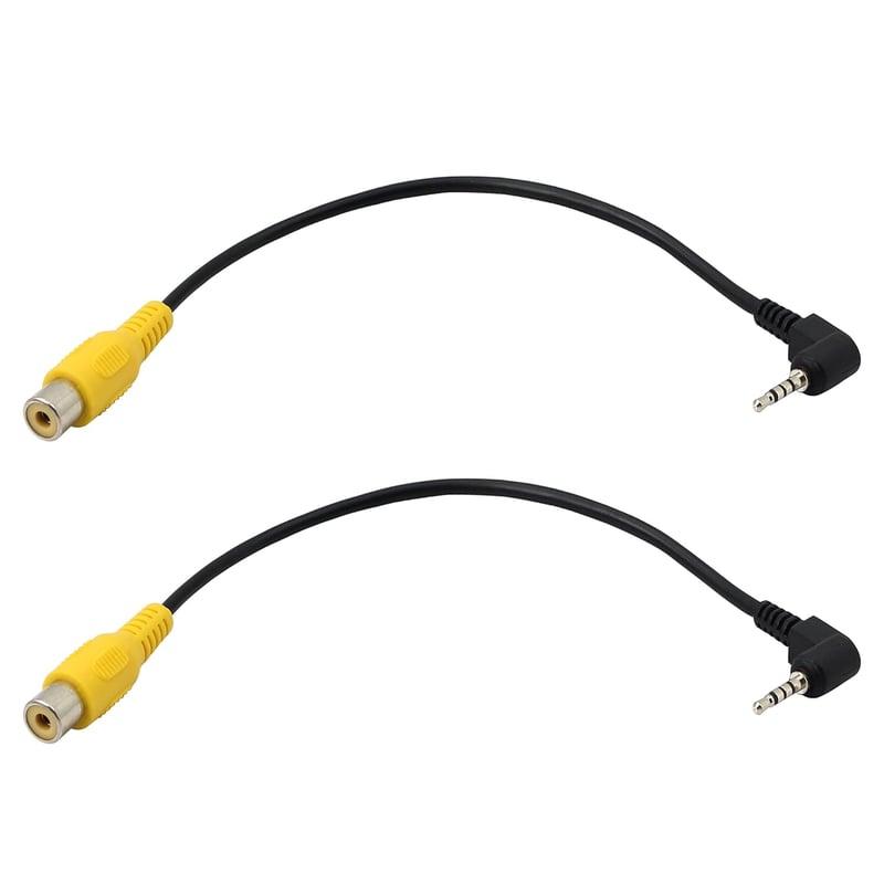 PNGKNYOCN 2.5mm TRRS - RCA Adapter Kábel Tolatókamerához, GPS Navigációhoz, 20cm, 2db, Sárga, Erős Kivitel, Tablet Kompatibilis