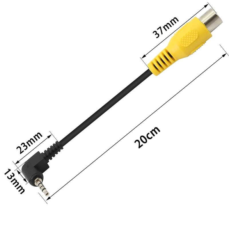 PNGKNYOCN 2.5mm TRRS - RCA Adapter Kábel Tolatókamerához, GPS Navigációhoz, 20cm, 2db, Sárga, Erős Kivitel, Tablet Kompatibilis