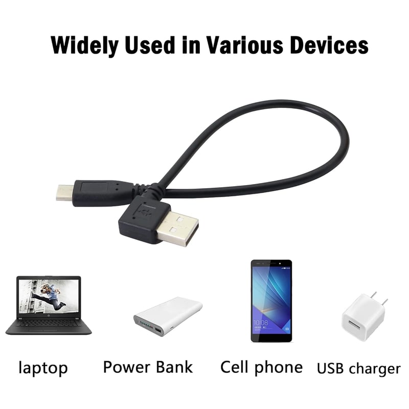 PNGKNYOCN 25cm Derékszögű USB Kábel - 90 Fokos USB 2.0 A - USB 3.1 C Töltő és Adatkábel Telefonhoz, Tablethez, PC-hez - Fekete