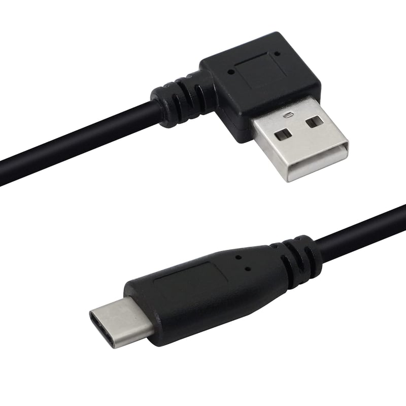 PNGKNYOCN 25cm Derékszögű USB Kábel - 90 Fokos USB 2.0 A - USB 3.1 C Töltő és Adatkábel Telefonhoz, Tablethez, PC-hez - Fekete