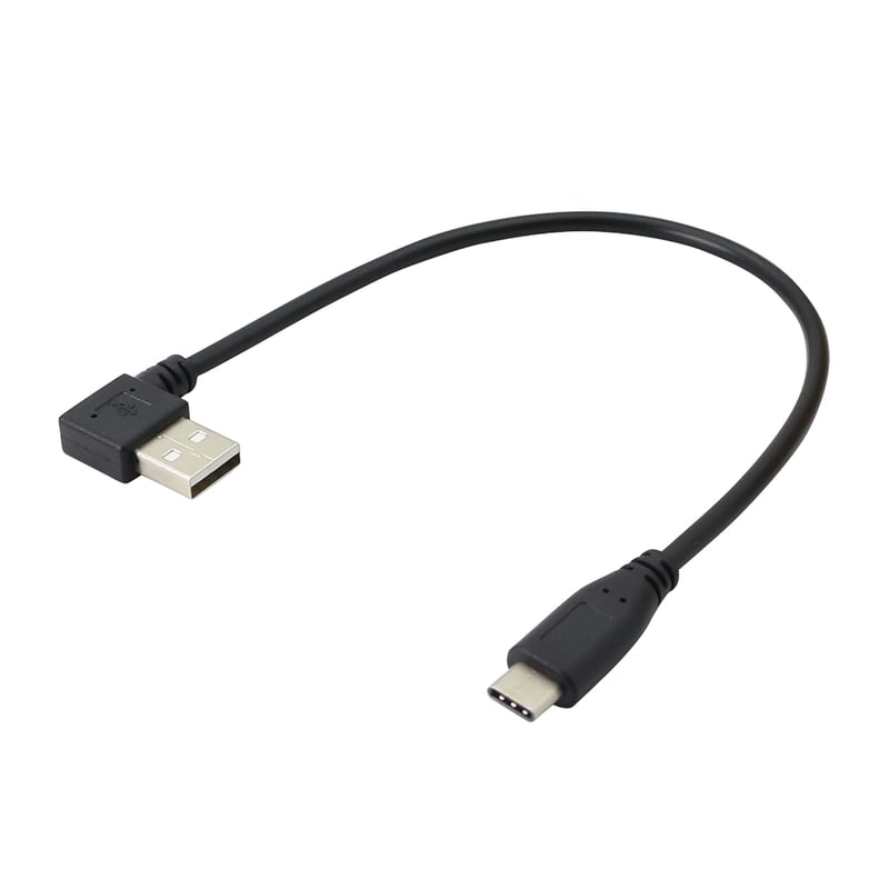 PNGKNYOCN 25cm Derékszögű USB Kábel - 90 Fokos USB 2.0 A - USB 3.1 C Töltő és Adatkábel Telefonhoz, Tablethez, PC-hez - Fekete