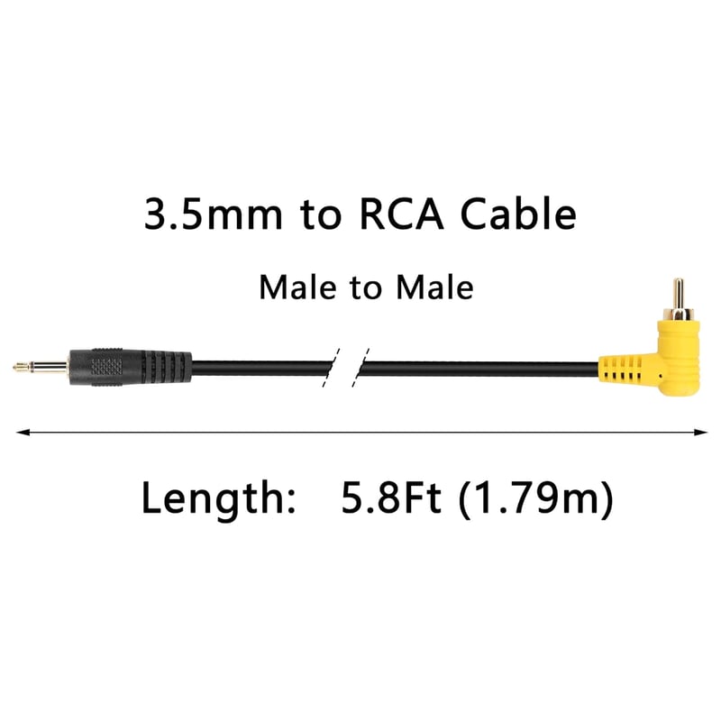 PNGKNYOCN 3,5mm Mono - RCA Kábel, 90 Fokos Csatlakozóval, 1,8m Hosszú Audió Átalakító Hangfalhoz, Mélynyomóhoz, Erősítőhöz, TV-hez