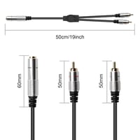 PNGKNYOCN 6,35 mm TRS - 2 RCA Átalakító Kábel, Aranyozott Csatlakozókkal Gitárokhoz, Hangfalakhoz, Erősítőkhöz, Hifi Rendszerekhez (50 cm, F 6