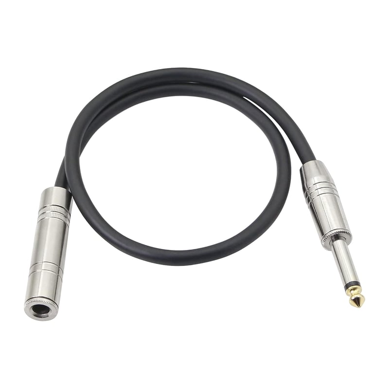 PNGKNYOCN 6.35mm Mono Jack Hosszabbító Kábel Erősítőkhöz, Hangszerekhez és Mikrofonokhoz - 55cm Fekete Árnyékolt Audió Kábel