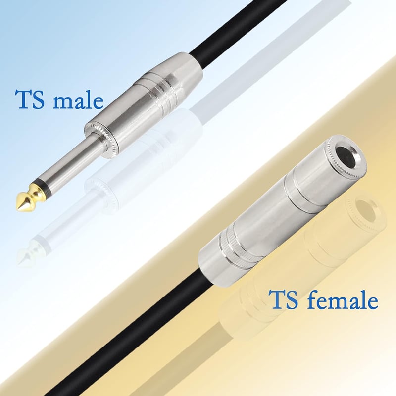 PNGKNYOCN 6.35mm Mono Jack Hosszabbító Kábel Erősítőkhöz, Hangszerekhez és Mikrofonokhoz - 55cm Fekete Árnyékolt Audió Kábel
