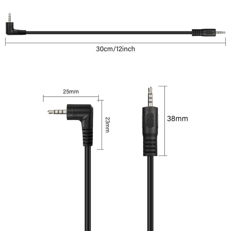PNGKNYOCN 90 Fokos 2.5mm Audió Kábel - TRRS Sztereó Fejhallgató Csatlakozó Vezeték Mikrofonhoz, Telefonhoz, Tablethez (0,3m)