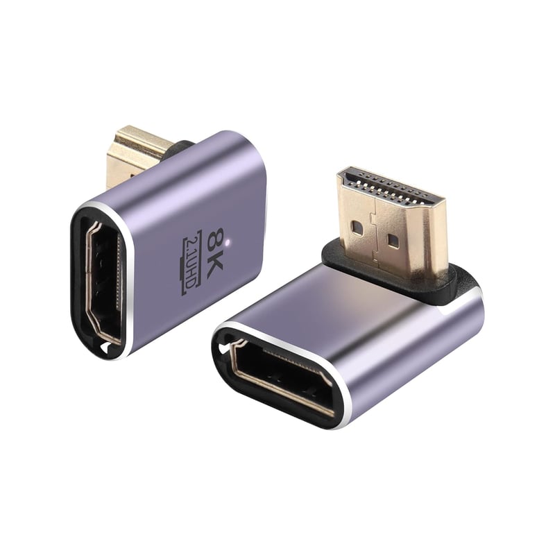 PNGKNYOCN 90 Fokos HDMI 2.1 Adapter, 2db Lefelé Hajló Csatlakozó, 48Gbps, 8K@60Hz, 4K@120Hz, HDR, eARC Támogatással, Helytakarékos Megoldás 