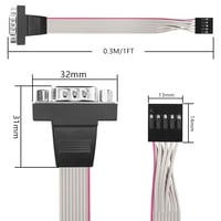 PNGKNYOCN DB9 - 10 Pin IDC Soros Kábel Szett, 2db RS232 Soros Csatlakozó Alaplapi Fejhez, 0,3m Fekete Szalagkábel PC-hez, POS Eszközökhöz 7