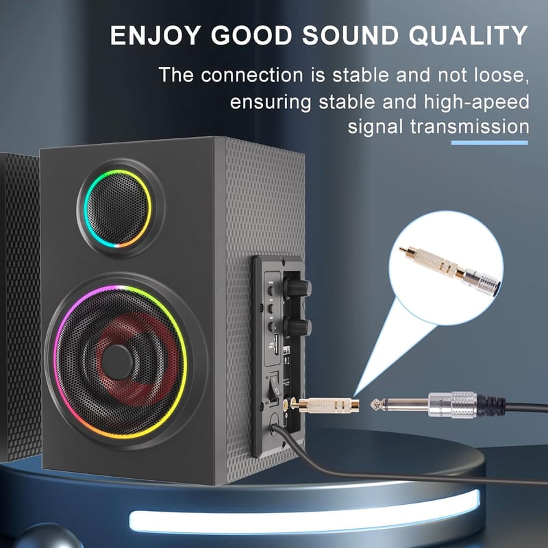 PNGKNYOCN RCA - 6,35mm Jack adapter aranyozott 2db audio konverter