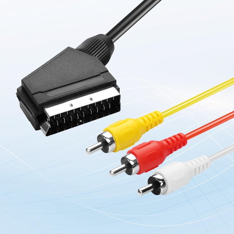PNGKNYOCN SCART - 3 RCA Adapter Kábel, Átkapcsolható Bemenet/Kimenet, Kompozit Audio/Videó Átalakító TV, DVD Lejátszóhoz, 0,5m, Fekete