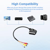 PNGKNYOCN SCART - 3 RCA Adapter Kábel, Átkapcsolható Bemenet/Kimenet, Kompozit Audio/Videó Átalakító TV, DVD Lejátszóhoz, 0,5m, Fekete 6