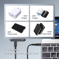 PNGKNYOCN USB-C - DC 7909 Töltőkábel (7.9x0.9mm) 100W PD Gyorstöltés Routerekhez, CCTV-hez, Laptopokhoz, Nylon Borítással, 1,8m, Fekete 6