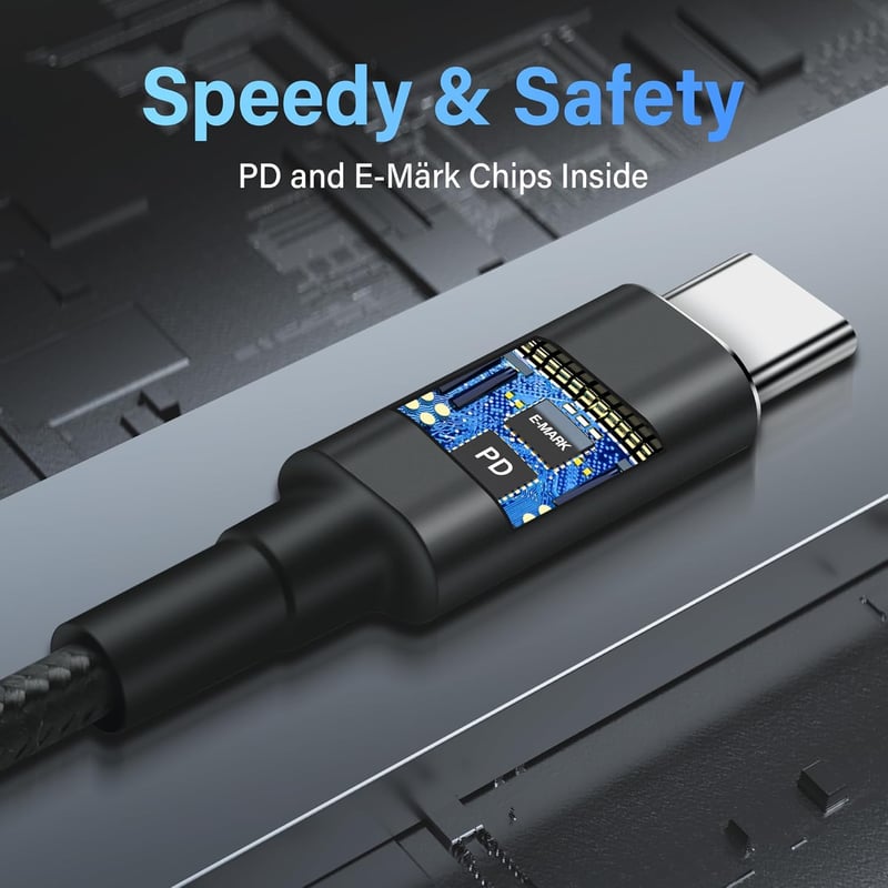 PNGKNYOCN USB-C - DC 7909 Töltőkábel (7.9x0.9mm) 100W PD Gyorstöltés Routerekhez, CCTV-hez, Laptopokhoz, Nylon Borítással, 1,8m, Fekete