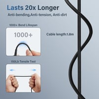 PNGKNYOCN USB-C - DC 7909 Töltőkábel (7.9x0.9mm) 100W PD Gyorstöltés Routerekhez, CCTV-hez, Laptopokhoz, Nylon Borítással, 1,8m, Fekete 5