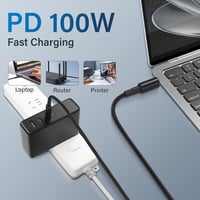 PNGKNYOCN USB-C - DC 7909 Töltőkábel (7.9x0.9mm) 100W PD Gyorstöltés Routerekhez, CCTV-hez, Laptopokhoz, Nylon Borítással, 1,8m, Fekete 4