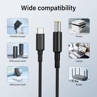 PNGKNYOCN USB-C - DC 7909 Töltőkábel (7.9x0.9mm) 100W PD Gyorstöltés Routerekhez, CCTV-hez, Laptopokhoz, Nylon Borítással, 1,8m, Fekete 7