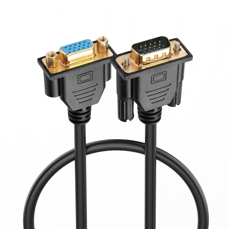 PNGKNYOCN VGA Hosszabbító Kábel 0,5m - 1080P Full HD Aranyozott Csatlakozók - Monitor, Projektor, TV, Laptop Összekötő - Fekete
