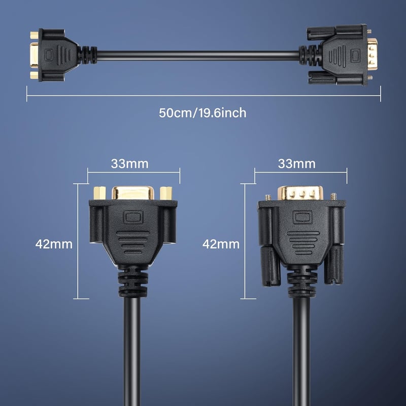 PNGKNYOCN VGA Hosszabbító Kábel 0,5m - 1080P Full HD Aranyozott Csatlakozók - Monitor, Projektor, TV, Laptop Összekötő - Fekete