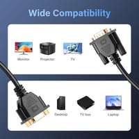 PNGKNYOCN VGA Hosszabbító Kábel 0,5m - 1080P Full HD Aranyozott Csatlakozók - Monitor, Projektor, TV, Laptop Összekötő - Fekete 6