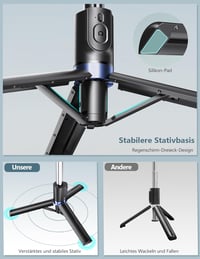 Pnitri Selfie Stick Tripod Távirányítóval és LED Fénnyel Okostelefonhoz 3