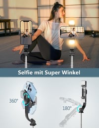 Pnitri Selfie Stick Tripod Távirányítóval és LED Fénnyel Okostelefonhoz 6