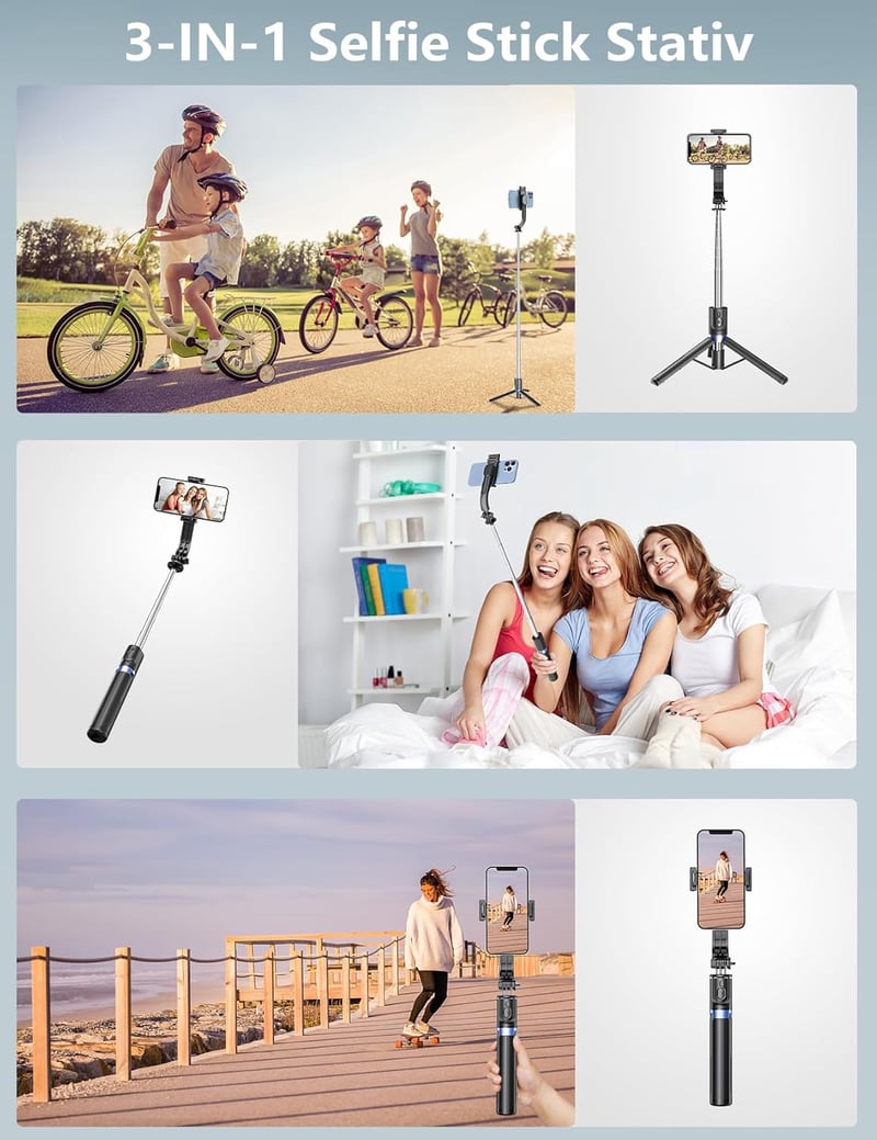 Pnitri Selfie Stick Tripod Távirányítóval és LED Fénnyel Okostelefonhoz