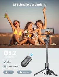 Pnitri Selfie Stick Tripod Távirányítóval és LED Fénnyel Okostelefonhoz 5