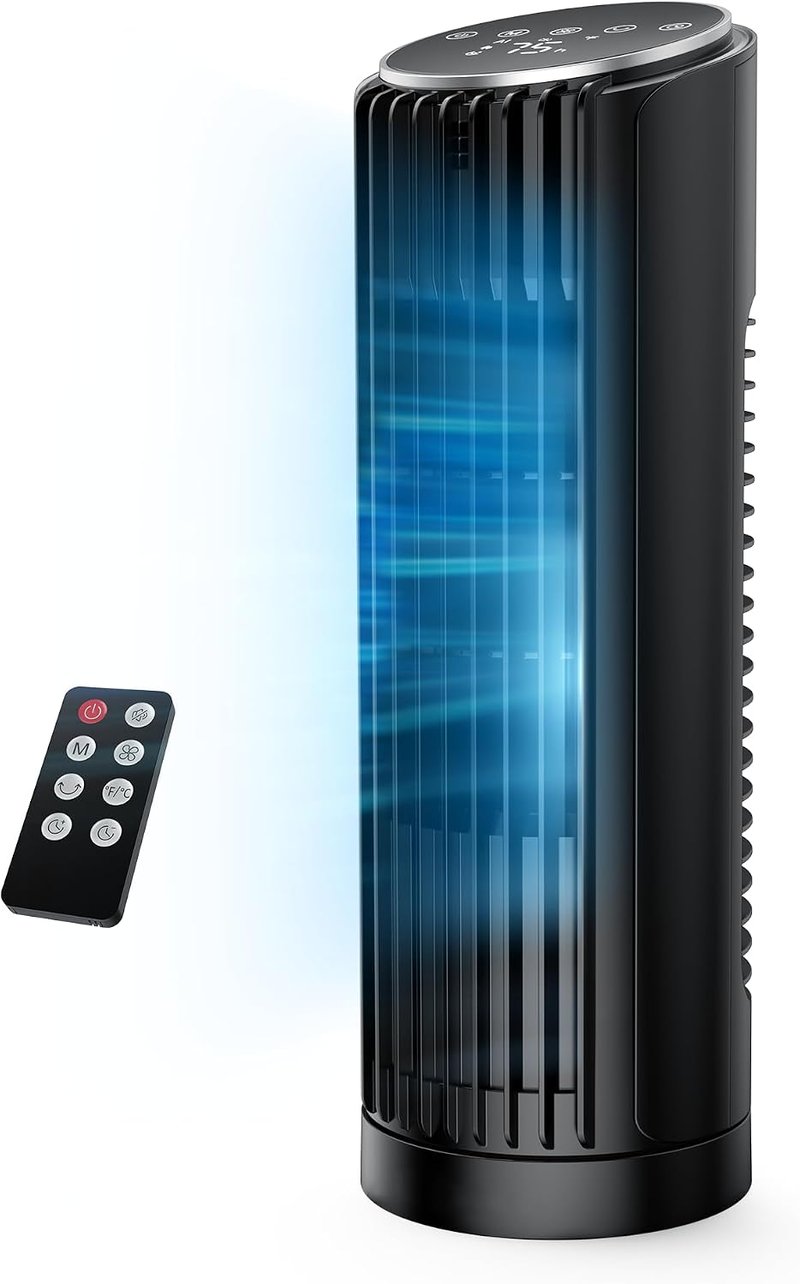 PNTCK 33 cm-es toronyasztali ventilátor – 4 fokozat, 70°-os kilengés, 12 órás timer, 24 dB
