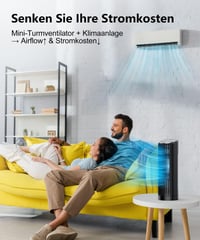 Stĺpový ventilátor PNTCK s diaľkovým ovládaním, 33 cm, 4 režimy, 4 rýchlosti, oscilácia 70°, stolný ventilátor, 12-hodinový časovač, LED displej, tichá prevádzka 24 dB 8