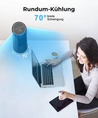 Stĺpový ventilátor PNTCK s diaľkovým ovládaním, 33 cm, 4 režimy, 4 rýchlosti, oscilácia 70°, stolný ventilátor, 12-hodinový časovač, LED displej, tichá prevádzka 24 dB 6