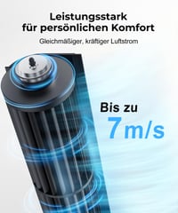Stĺpový ventilátor PNTCK s diaľkovým ovládaním, 33 cm, 4 režimy, 4 rýchlosti, oscilácia 70°, stolný ventilátor, 12-hodinový časovač, LED displej, tichá prevádzka 24 dB 3