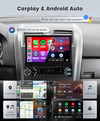 Podofo 1-DIN DAB+ Autórádió 7" Automatikusan Kihúzható Érintőképernyővel, Vezeték Nélküli CarPlay, Android Auto, Tolatókamera, BT, Kormányve 4