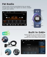 Podofo 1-DIN DAB+ autorádio so 7-palcovým automaticky výsuvným dotykovým displejom, bezdrôtovým CarPlay, Android Auto, Bluetooth a ovládaním na volante 3