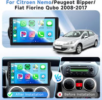 Podofo 10.1" Carplay Autórádió Citroen Nemo/Peugeot Bipper/Fiat Fiorino 2008-2017 2