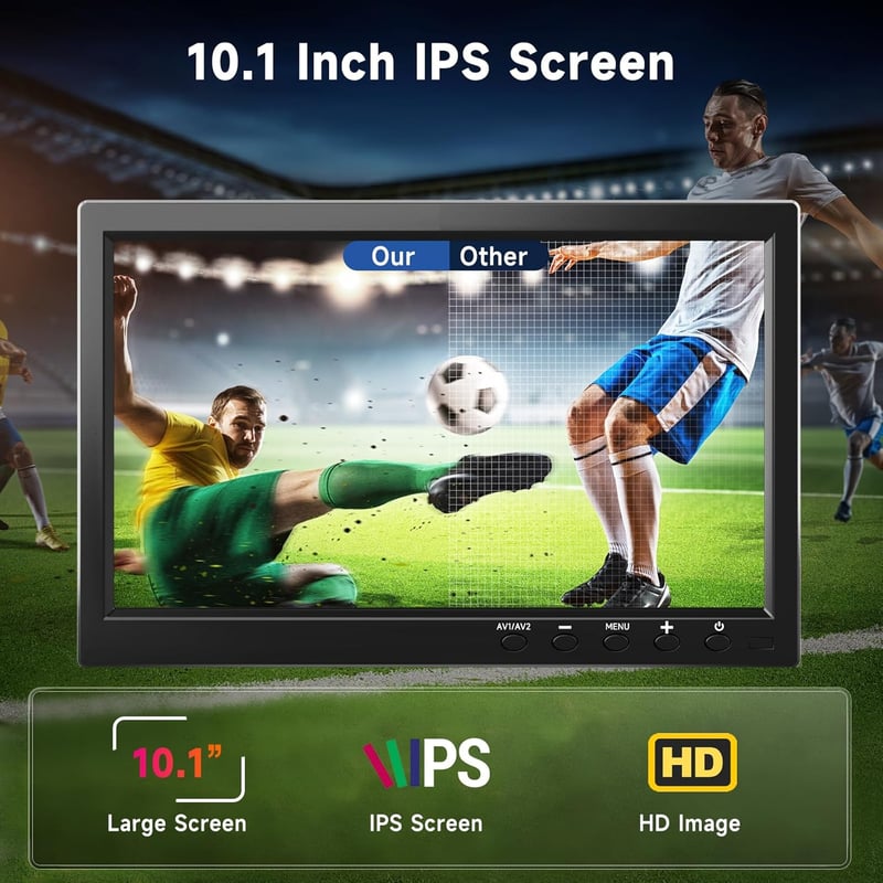 Podofo 10.1" HD Monitor autós kamera és biztonsági rendszer kijelzőhöz