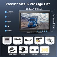 Podofo 10.1" HD Monitor autós kamera és biztonsági rendszer kijelzőhöz 6