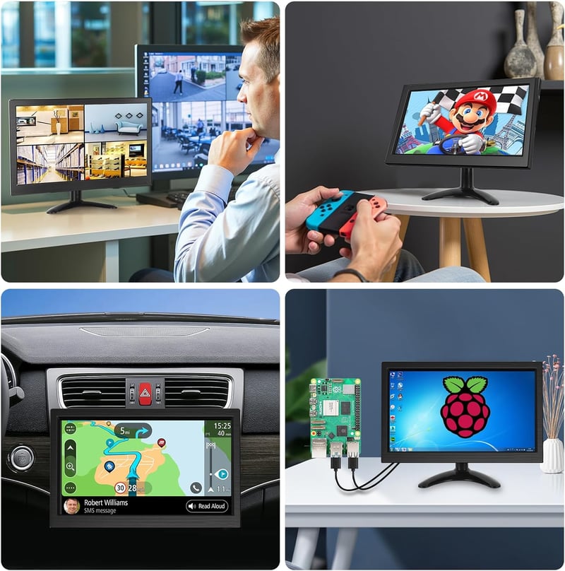 podofo 11,6" Hordozható Monitor 1920x1080 Full HD IPS Kijelző - HDMI/VGA/BNC/AV Csatlakozás, Beépített Hangszóró, PC/Raspberry Pi Kompatibil