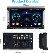Podofo 2 DIN Autórádió 7" Android 13 Érintőképernyővel - GPS Navigáció, Bluetooth, WiFi, Tolatókamera, FM/RDS, Mirror Link, 32GB 1