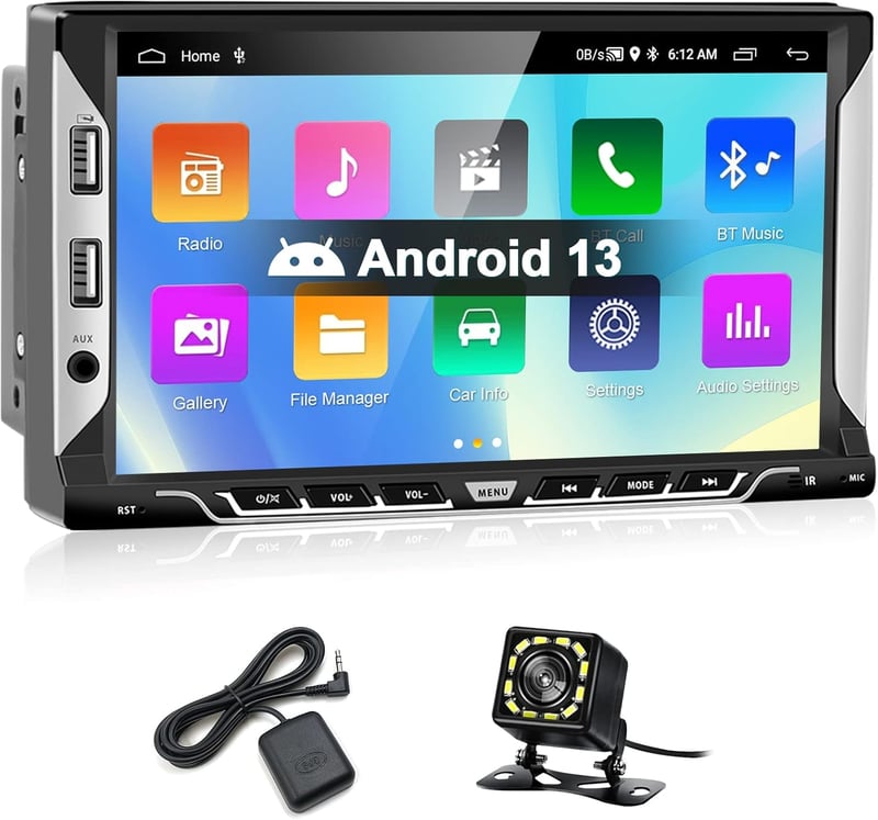 Podofo 2 DIN Autórádió 7" Android 13 Érintőképernyővel - GPS Navigáció, Bluetooth, WiFi, Tolatókamera, FM/RDS, Mirror Link, 32GB