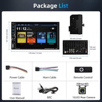 Podofo 2 DIN Autós Fejegység 7" Érintőképernyővel - Bluetooth 5.1, Vezeték Nélküli CarPlay, Android Auto, MirrorLink, FM Rádió, USB, Tolatók 9