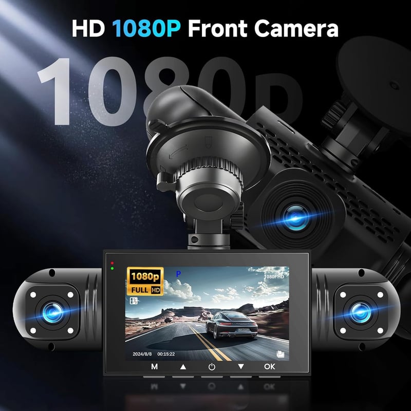 Podofo 4 Csatornás Autós Fedélzeti Kamera Szett - 1080P HD Első, Bal, Jobb és Hátsó Kamera, G-szenzor, Mozgásérzékelés, 24 Órás Parkolási Mó